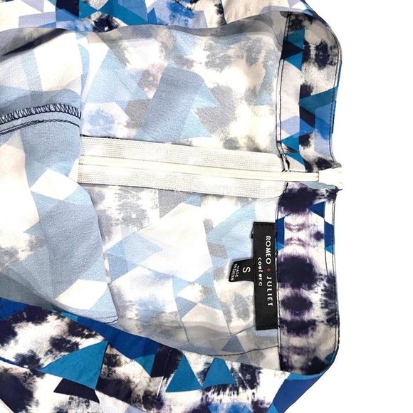 New Romeo & Juliet Couture Blue Multi-color Geometric Silky Fashion Shorts - Picture 8 of 13